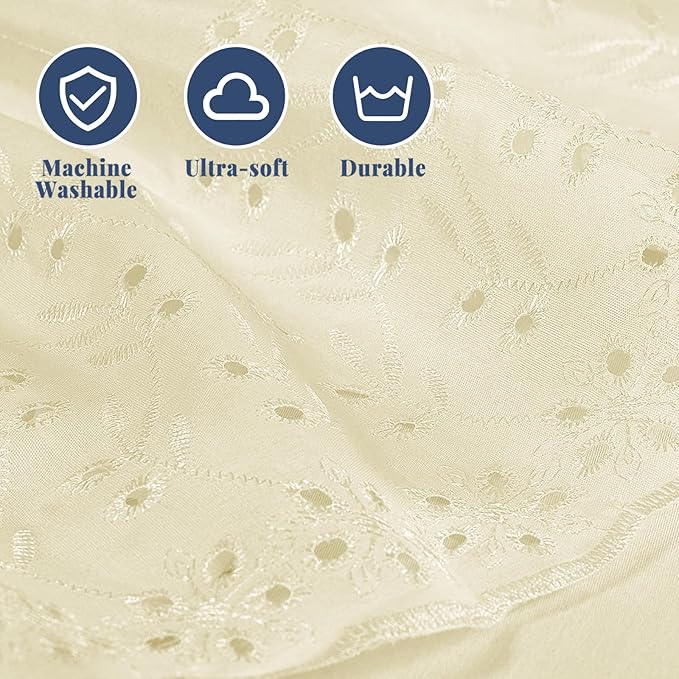 King Bed Skirt, Wrap-Around Elastic Ruffled Eyelet Bed Skirt King Size Dust - Image 6