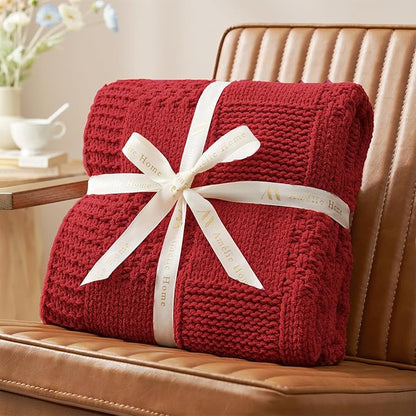 Amélie Home Checkered Chenille Knit Throw Blanket - Image 8