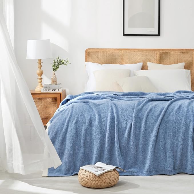 Snuggle Sac Blue Bedding Blankets Queen Size 90x90 inches, Reversible - Image 5