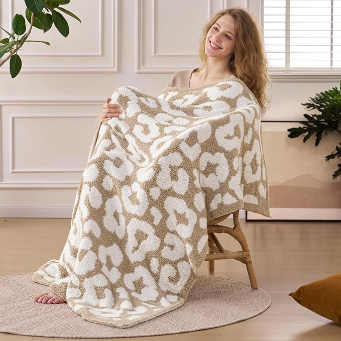 Joiedomi Throw Blanket for Couch Bed Sofa, Knitted Beige Blankets Gifts for - Image 4