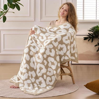 Joiedomi Throw Blanket for Couch Bed Sofa, Knitted Beige Blankets Gifts for - Image 4
