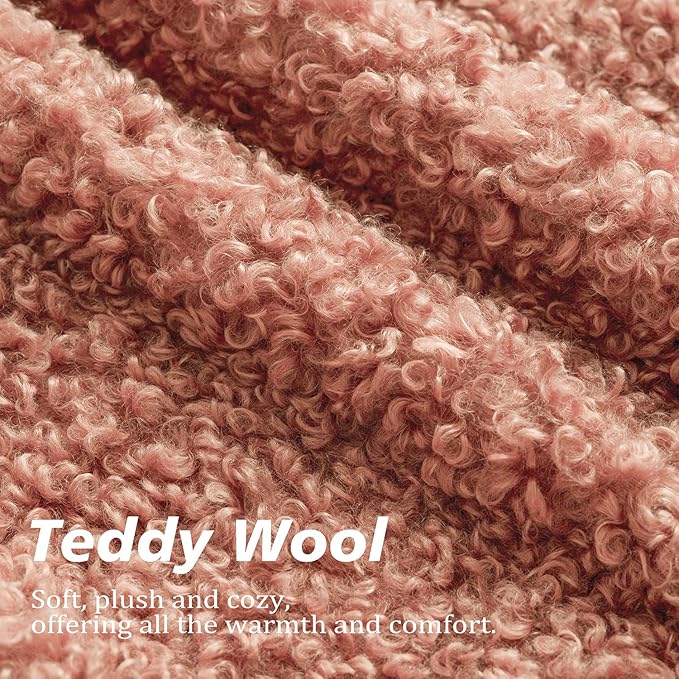 Foindtower Set of 2 Curly Teddy Wool Pillow Covers Decorative Boucle Textured - Image 2