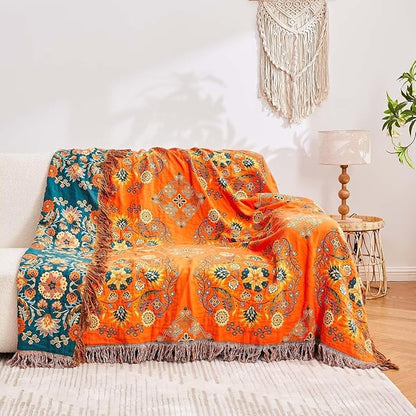 Boho Throw Blanket 100% Cotton Ultra Soft Luxury Throw Rustic Quilt 50"x60" - Image 4