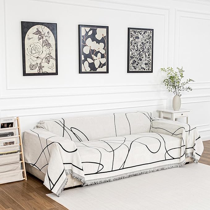 MEETSKY Couch Cover Sofa Covers Washable Simple Modern Black Jacquard Sofa - Image 2