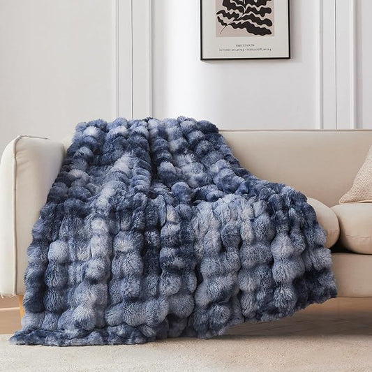 COOVA Faux Fur Throw Blanket for Couch, Cozy Soft and Fuzzy Plush Rabbit Fur by COOVA
