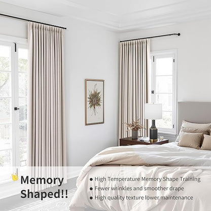 Pinch Pleated Linen 100% Blackout 120 Inch Curtains - Image 7