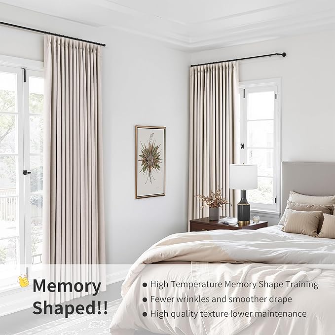 Pinch Pleat Linen 100% Blackout Curtains 112 Inches - Image 7