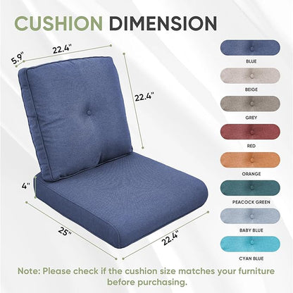 Outdoor Chair Cushion Set of 2, Waterproof Outdoor Seat Cushions 25x22 - Image 7