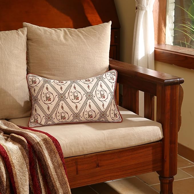ISAENNE Design Linen Lumbar Vintage Throw Pillow Covers 12"x20", Living Room - Image 6