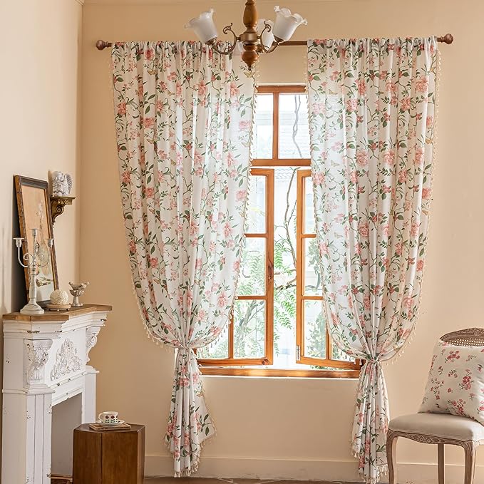 ENJOYBRIDAL Pink Floral 63 Inch Curtains - Image 5