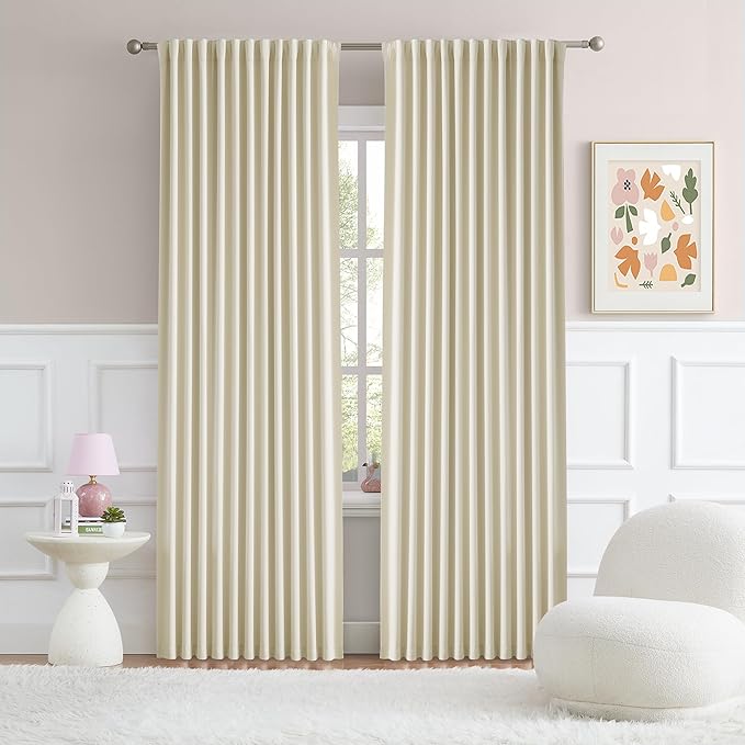 DUALIFE Cream Beige Curtains 84 Inch Length by DUALIFE