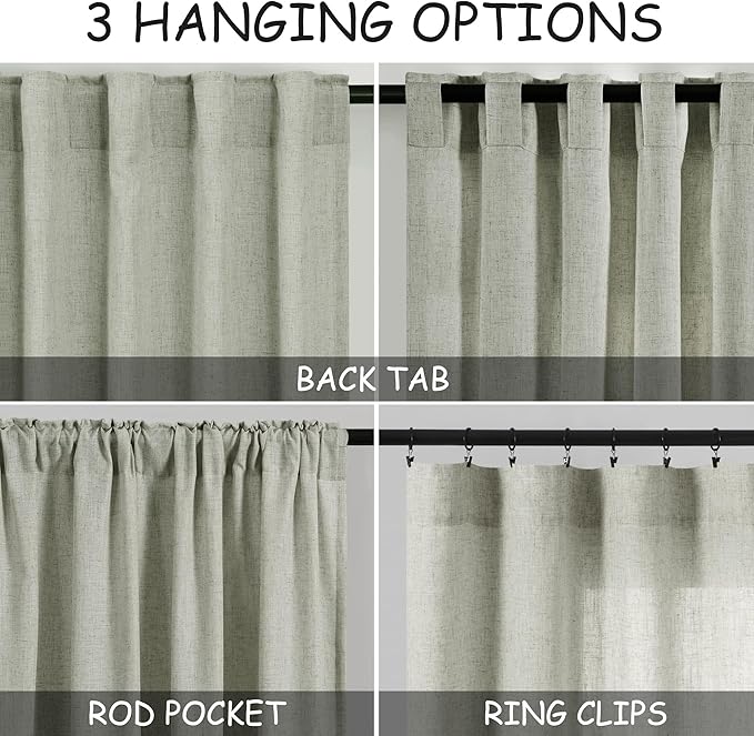Extra Long Sage Green Curtain 2 Panels 108 inches Long - Image 3