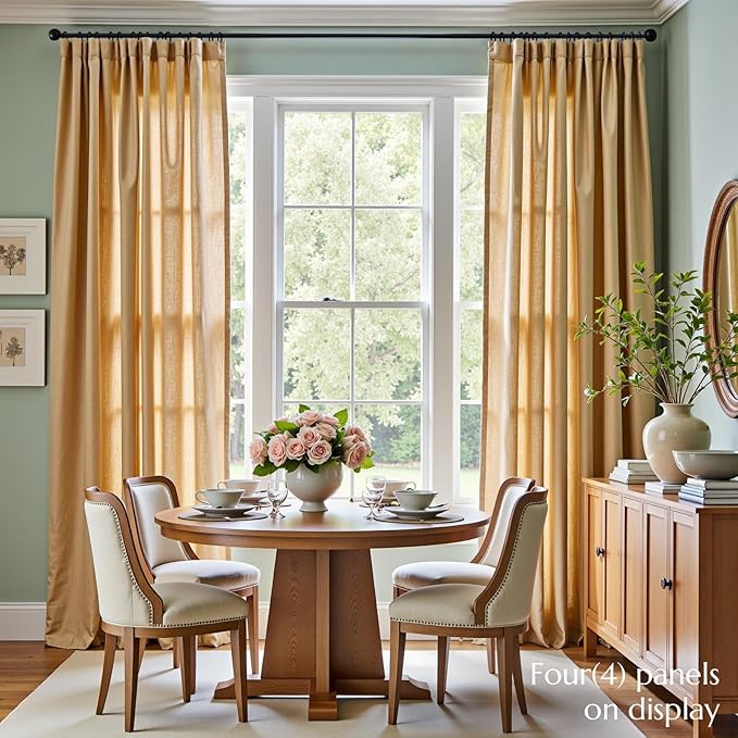 jinchan Linen Blend Curtains 96 inch Length 2 Panels - Image 2