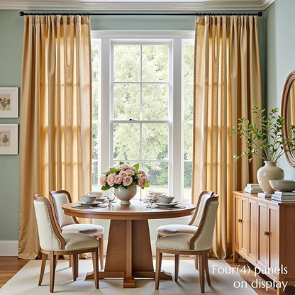 jinchan Linen Blend Curtains 96 inch Length 2 Panels - Image 2
