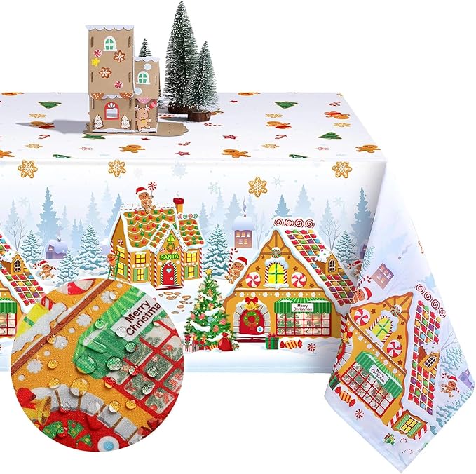 Tiamon 60 x 104 Inch Christmas Gingerbread Tablecloth Reusable Gingerbread Man by Tiamon