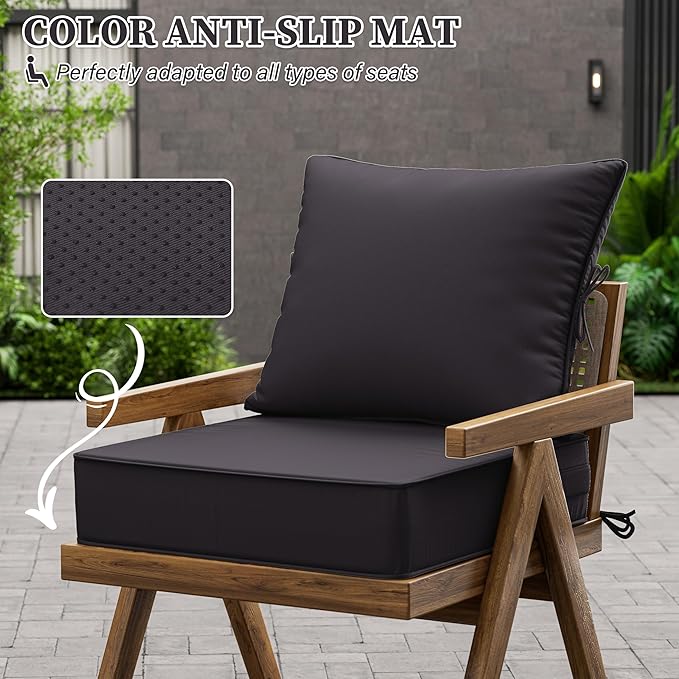 Outdoor Seat Cushion Set 24 L × 24 W × 5 H Inch Waterproof & Fade Resistant - Image 6