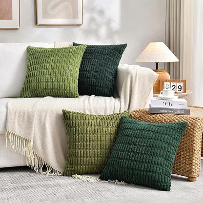 Fancy Homi Set of 4 Green Boho Winter Decorative Throw Pillow Covers 22x22 Inch - Image 6