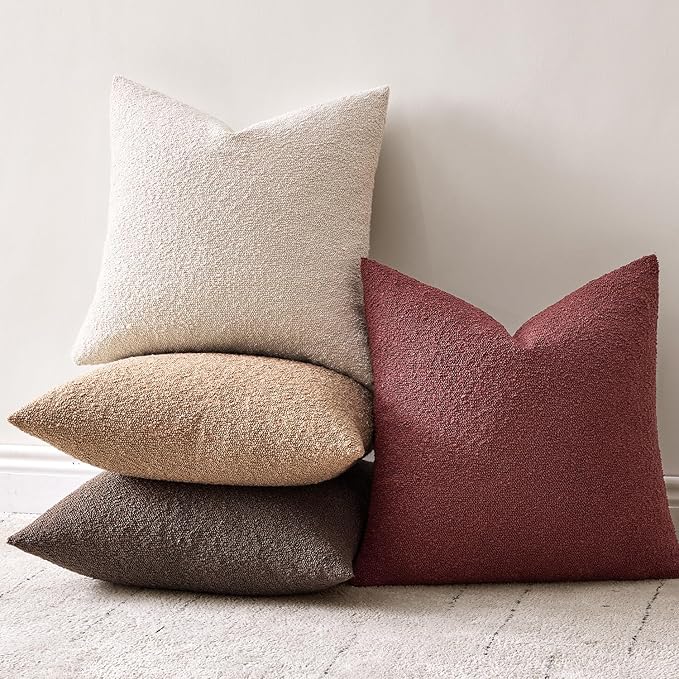 Woaboy Pack of 2 20x20 Inch Decorative Boucle Throw Pillow Covers Textured - Image 4