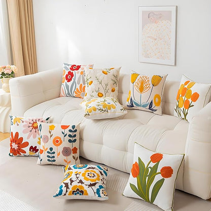 TAOSON Pack of 2, Cotton Canvas Cushion Covers, Spring Farmhouse Decor - Image 7