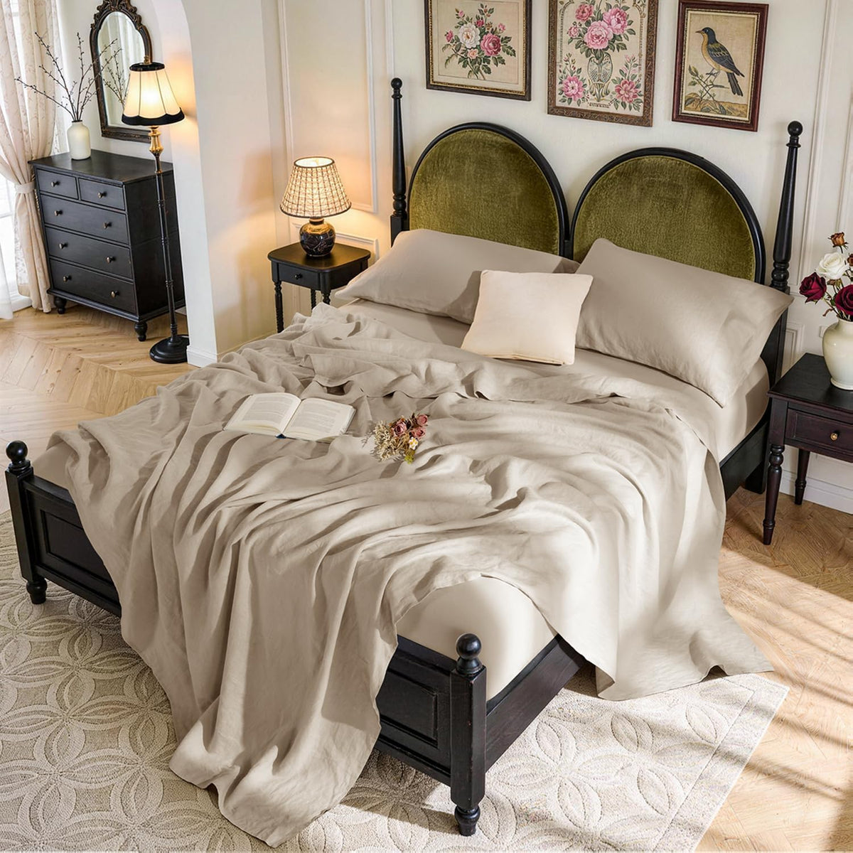 sonoro kate 100% french linen king size sheets, main product view