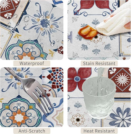 70x140inches Retro Moroccan Tablecloth Oriental Eastern Pattern Ornament Tiles - Image 4