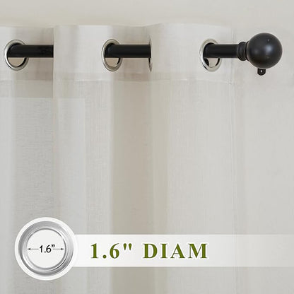 NICETOWN Linen Blend Semi Sheer Farmhouse Curtains 72 inches Long, Grommet - Image 2
