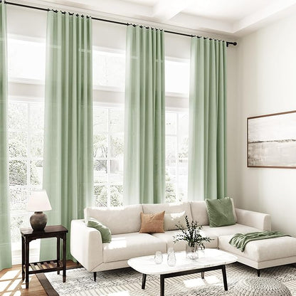 Mist Sage Linen Curtains 90 Inch Long 2 Panels Set - Image 7