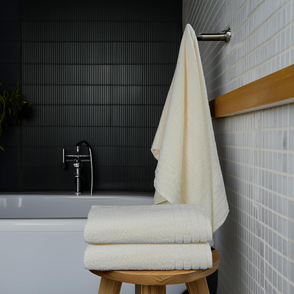 Tens Towels 4 Piece Extra Large Bath Towels 30 x 60 Inches, Cream