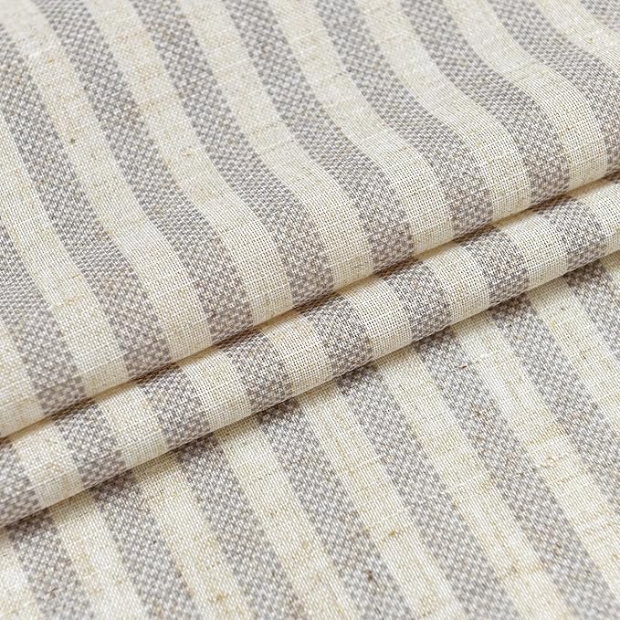 Vangao Stripe Farmhouse Kitchen Curtains 36 Inch Length Linen Cafe Curtains - Image 4