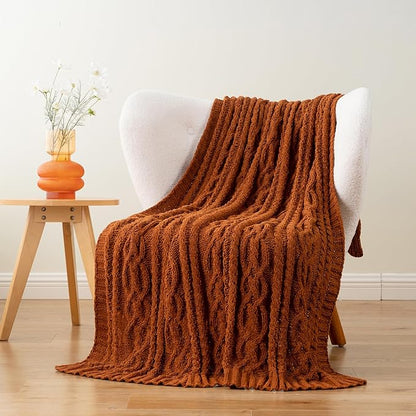 Battilo Caramel Throw Blanket for Couch, Rust Throw, Super Soft Warm Chenille - Image 7