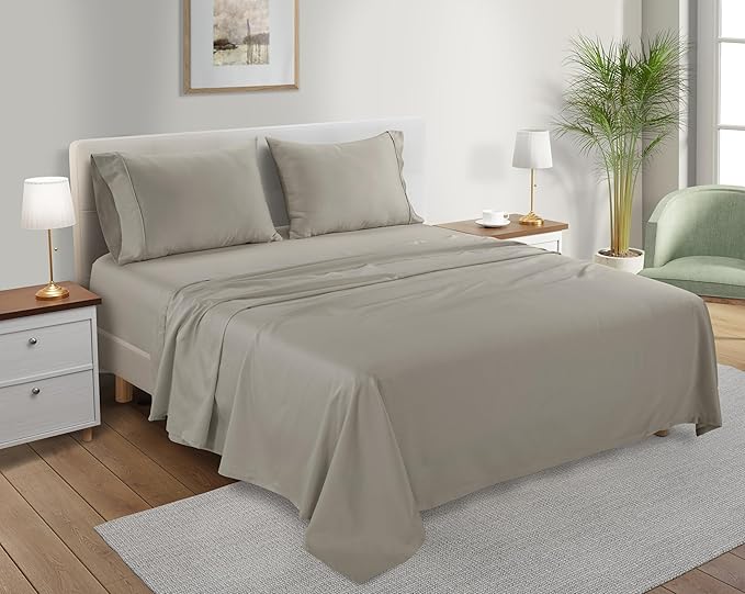 Organic Cotton Sheets Queen Size Bed Set Deep Pockets, Soft Breathable Sateen by CHATEAUHOMECOLLECTION
