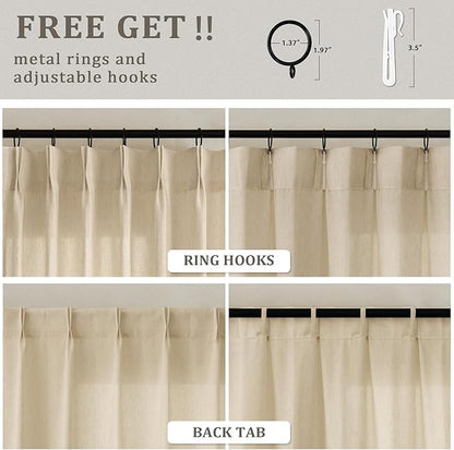 Beige Linen Sheer Curtains 96 Inches Long Memory Shape Trained Pinch Pleated - Image 4