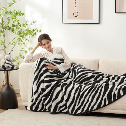 Snuggle Sac Zebra Blanket Black Zebra Print Blanket Twin Size, Ultra Soft - Image 2