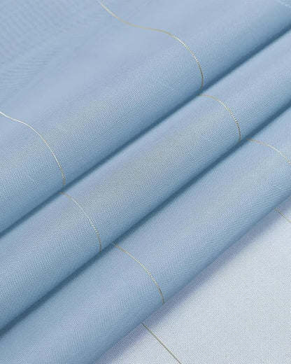 Foil Stripe Blue Sheer Curtains 108 inches Length 2 Panels - Image 6
