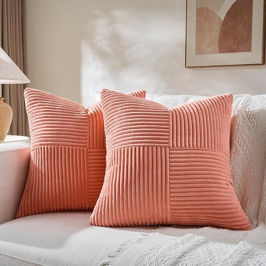 Fancy Homi 2 Packs Coral Samll Decorative Throw Pillow Covers 14x14 Inch by Fancy+Homi