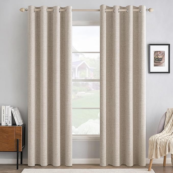 MIULEE Linen Textured Curtains Solid 100% Blackout by MIULEE