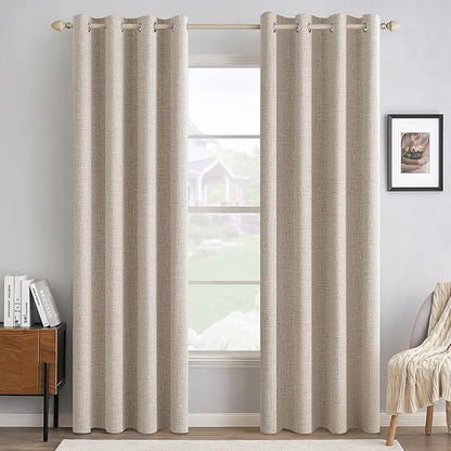 MIULEE Linen Textured Curtains Solid 100% Blackout by MIULEE