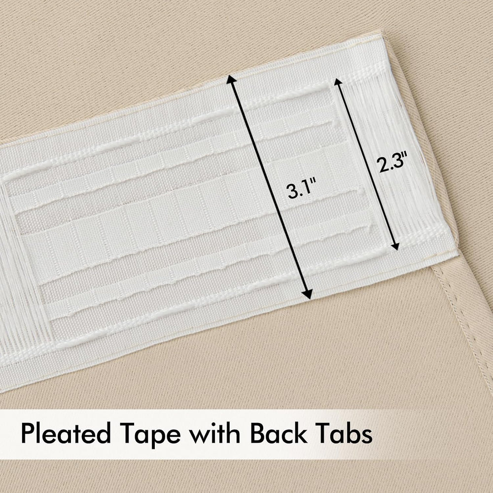 MIULEE Cream Beige Back Tab Blackout Curtains 52x96 Inch Long 2 Panels Set