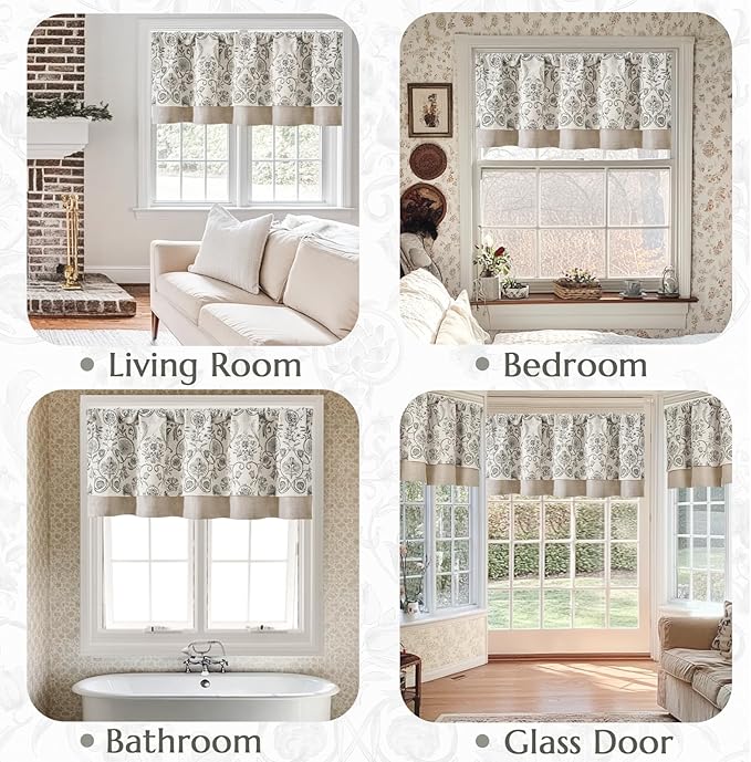 jinchan Linen Valance Kitchen Curtain - Image 6
