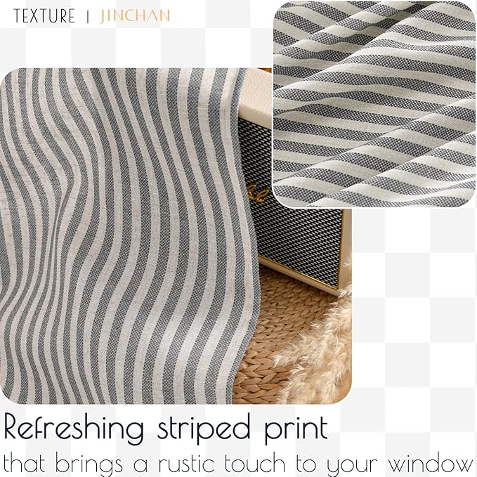 jinchan Linen Striped Valance for Windows 16 Inch Blackout Drapes for Small - Image 9
