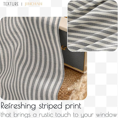 jinchan Linen Striped Valance for Windows 16 Inch Blackout Drapes for Small - Image 9