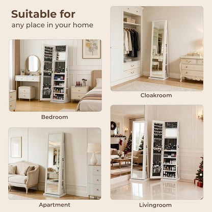 4-in-1 jewelry armoire with jewelry organizer storage, white, view 10