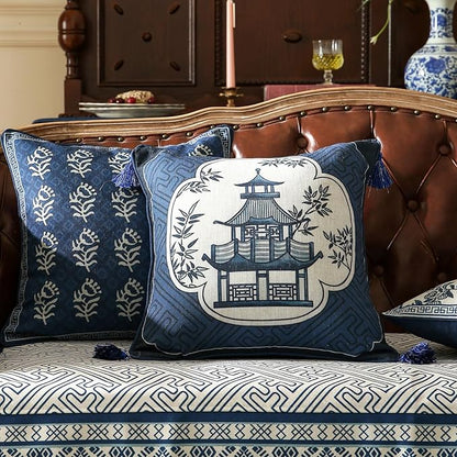 Chinoiserie Throw Pillow Covers, Classic Chinoiserie Blue and White - Image 6