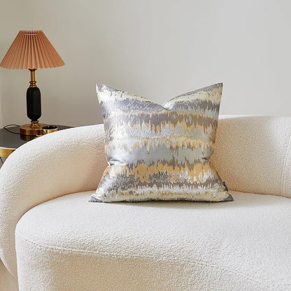 THE-TINOART Gold Ombré Jacquard Pillow Cover 20x20 Inches by Unknown