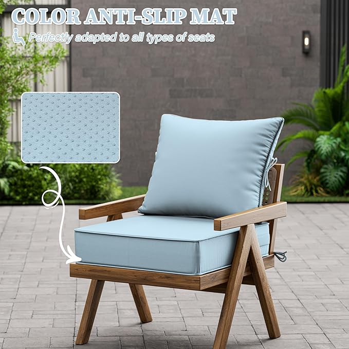 Outdoor Seat Cushion Set 19 L × 19 W × 4 H Inch Waterproof & Fade Resistant - Image 6