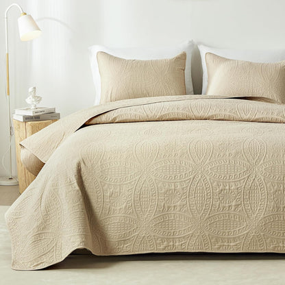 akkialla king quilt bedding set,beige ultrasonic king/cal king, main product view