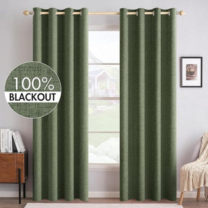 MIULEE 100% Blackout Linen Textured Curtains by MIULEE