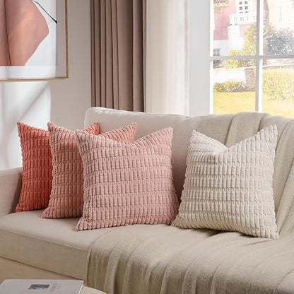 Fancy Homi 4 Packs Blush Pink Decorative Throw Pillow Covers 20x20 Inch by Fancy+Homi