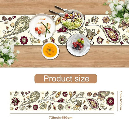 Vintage Floral Table Runner – Boho Persian-Inspired Pattern, 13 x 72 Inches – - Image 3