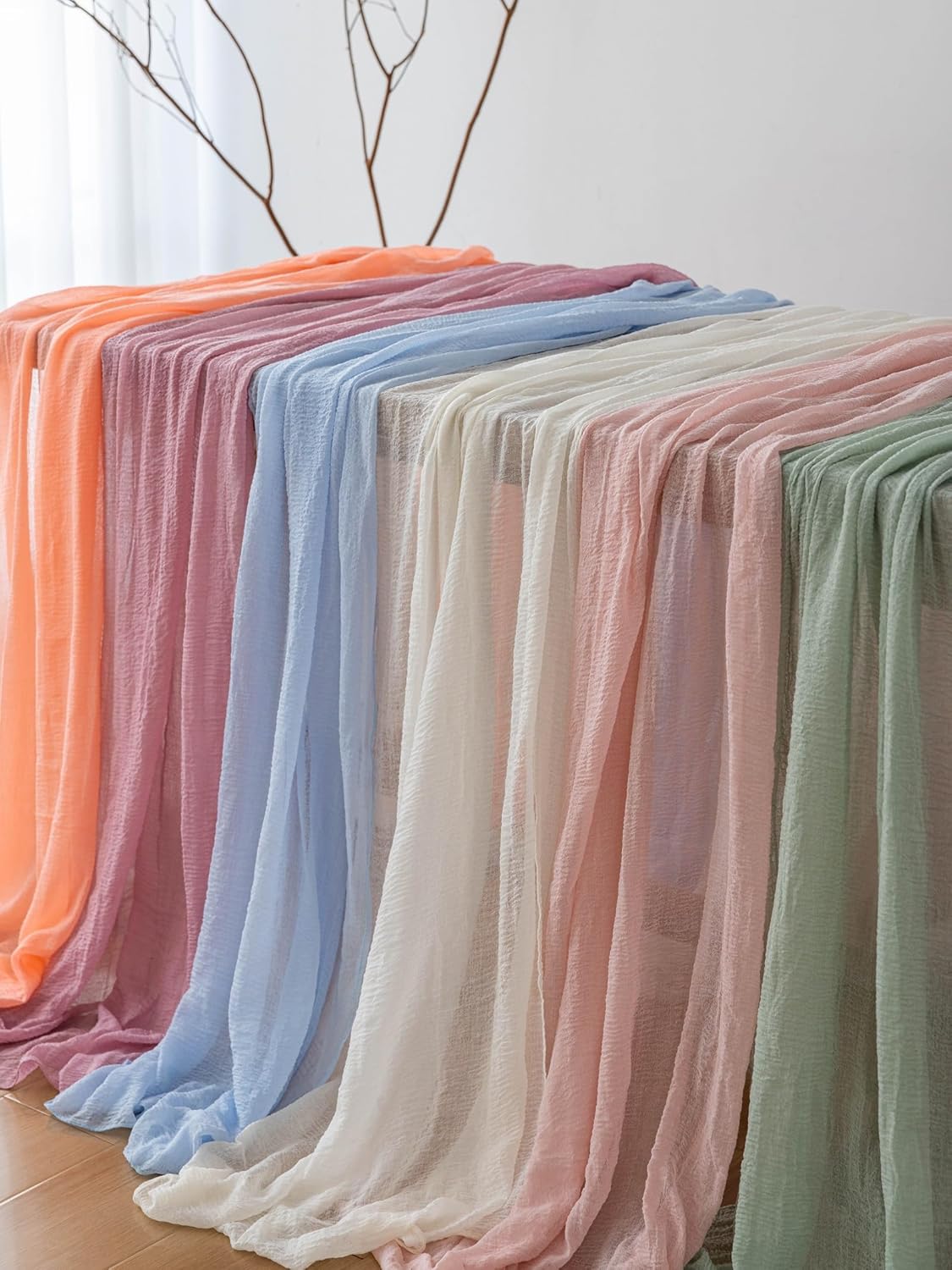 Keketoarrange Sage Green Table Runner Cheesecloth 120 Inch 10 FT Rustic Boho Cheese Cloth Table Runner for Wedding Baby Shower Bridal Shower Sheer Gauze Centerpiece Summer Boho Home Decorations